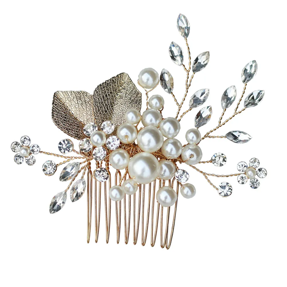 

Rhinestone Pearl Hair Comb Bride Headdress Delicate Accessories for Wedding Party Hair Comb Bride Hairpin Pearl Hairpin
