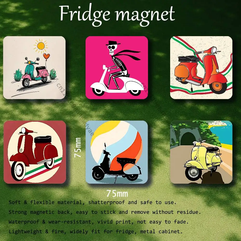 

V-VespaS Scooter Fridge Magnet Personalized Magnetic Durable Plastic Square Picture Surface Fridge Magnets