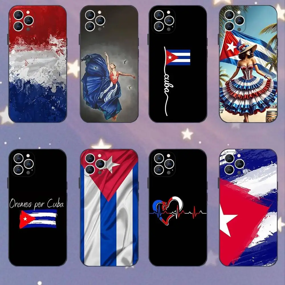 

Flag of Cuba Art Phone Case Silicone Soft For IPhone 16,17,15,11,13,12,14,Mini,Pro,Max,Plus,Air,E Black
