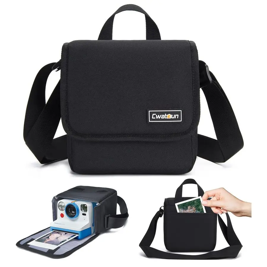 Bolsa para cámara Polaroid, funda para bolso de hombro para cámara de transporte de viaje, película instantánea ahora IType, cámara de película Polaroid 600, negro