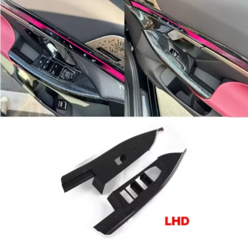 LHD ABS Carbon Look Windows Rise Switch Panel Glass Lift Control Cover Trim Fit For BMW 5 Series G60 2024 2025 Car Accessone