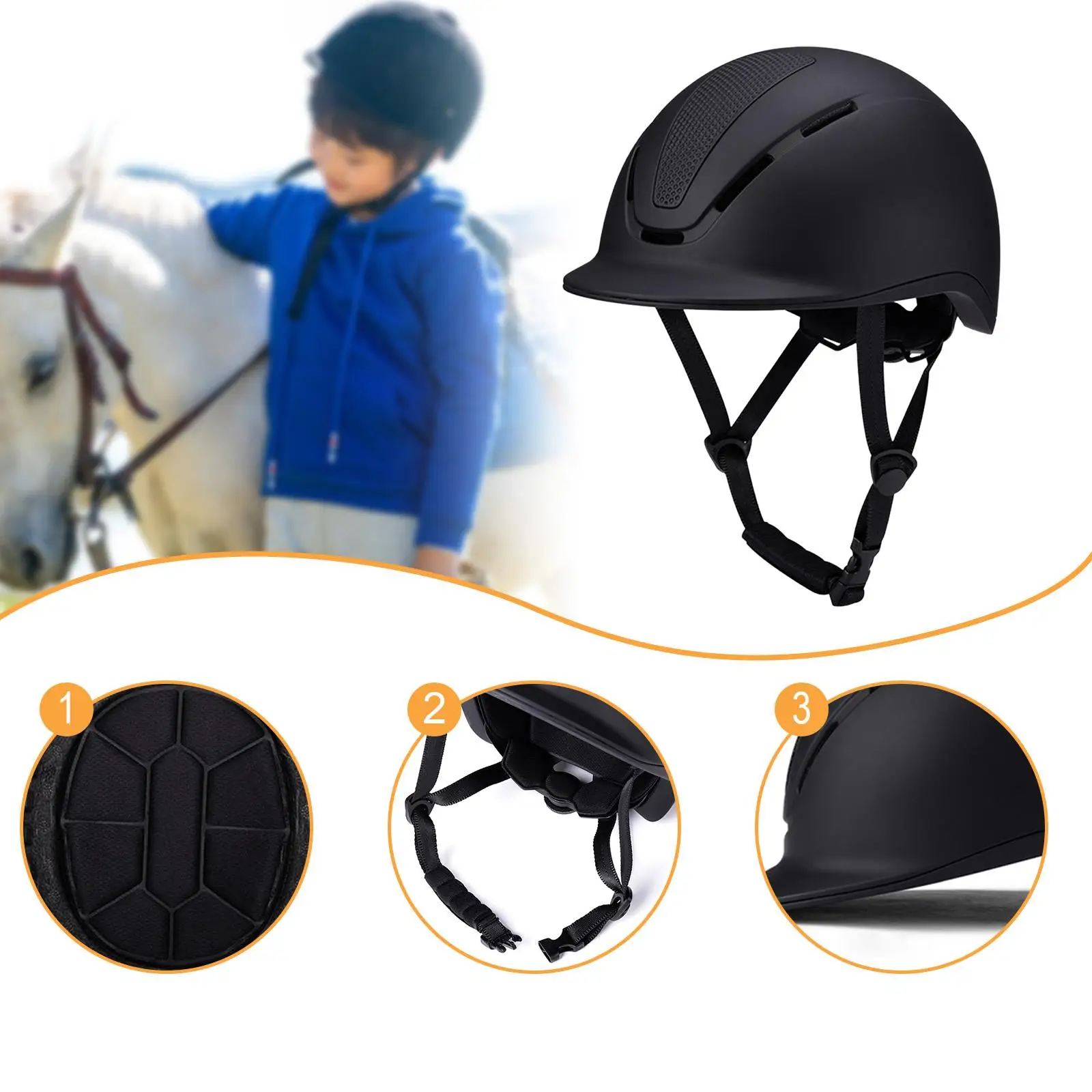 Equestrian Helmet for Horse Sport Adjustable Size Head Protection Breathable Cap for Road Bike Adventure