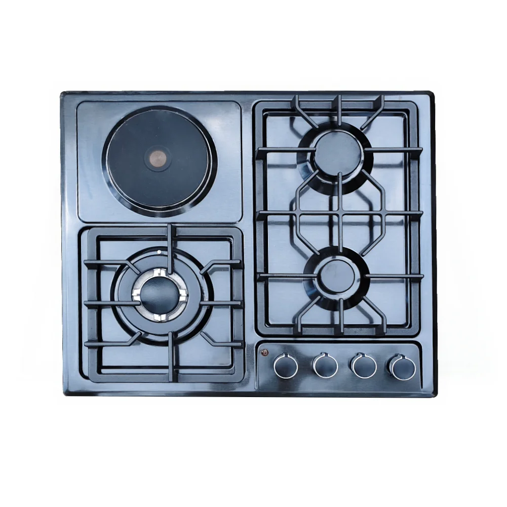 Stainless Steel Stove Battery Compatible Built-In Countertop Design for Household Outdoor Hotel Multiple Cooktops(Gas +Electric)