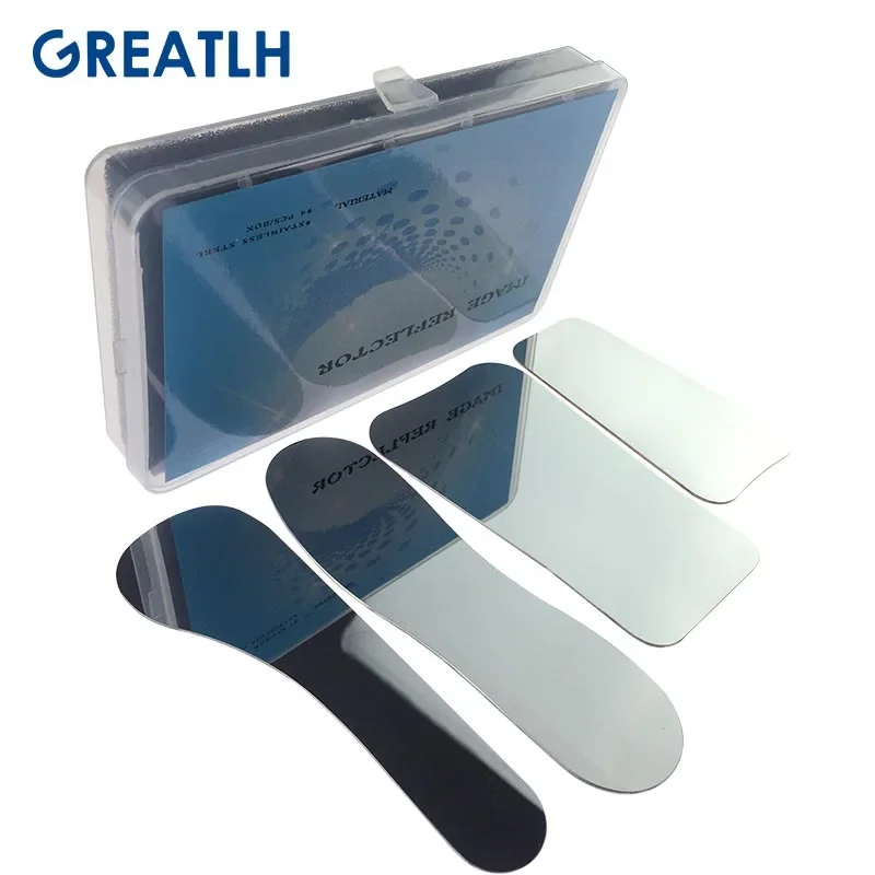 4pcs/box Stainless Steel Dental Mirror Oral Clinic Double-Side Photographic Mirror Reflective Mirrors Dental Dentist Instrument