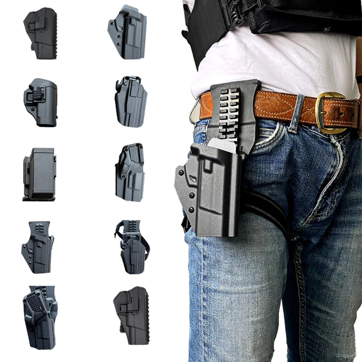 

Tactical Pistol Holster 92G Quick-Draw Holster with Lock for Anti-Theft G17 Chest Hanging Sinking Plate Adjustable Waist Holster
