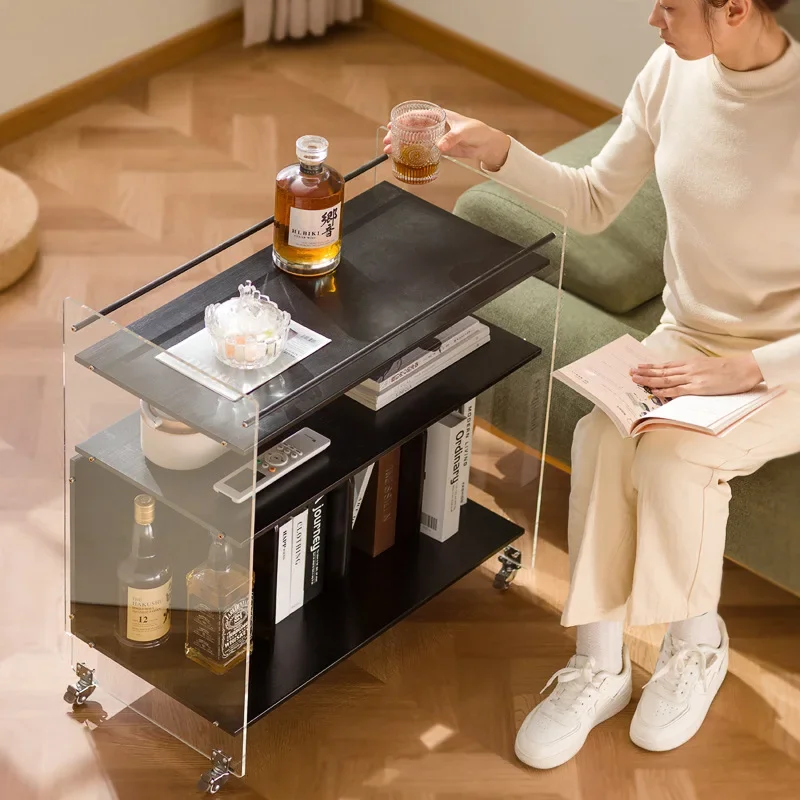 Multi-functional Creative sofa side table bedside shelf trolley simple ins movable modern small apartment coffee table
