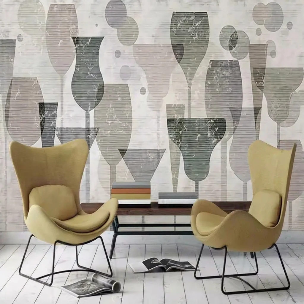 Irregular bottle shape, fusion of vintage geometry, background wall for living room and bedroom, self-adhesive material.