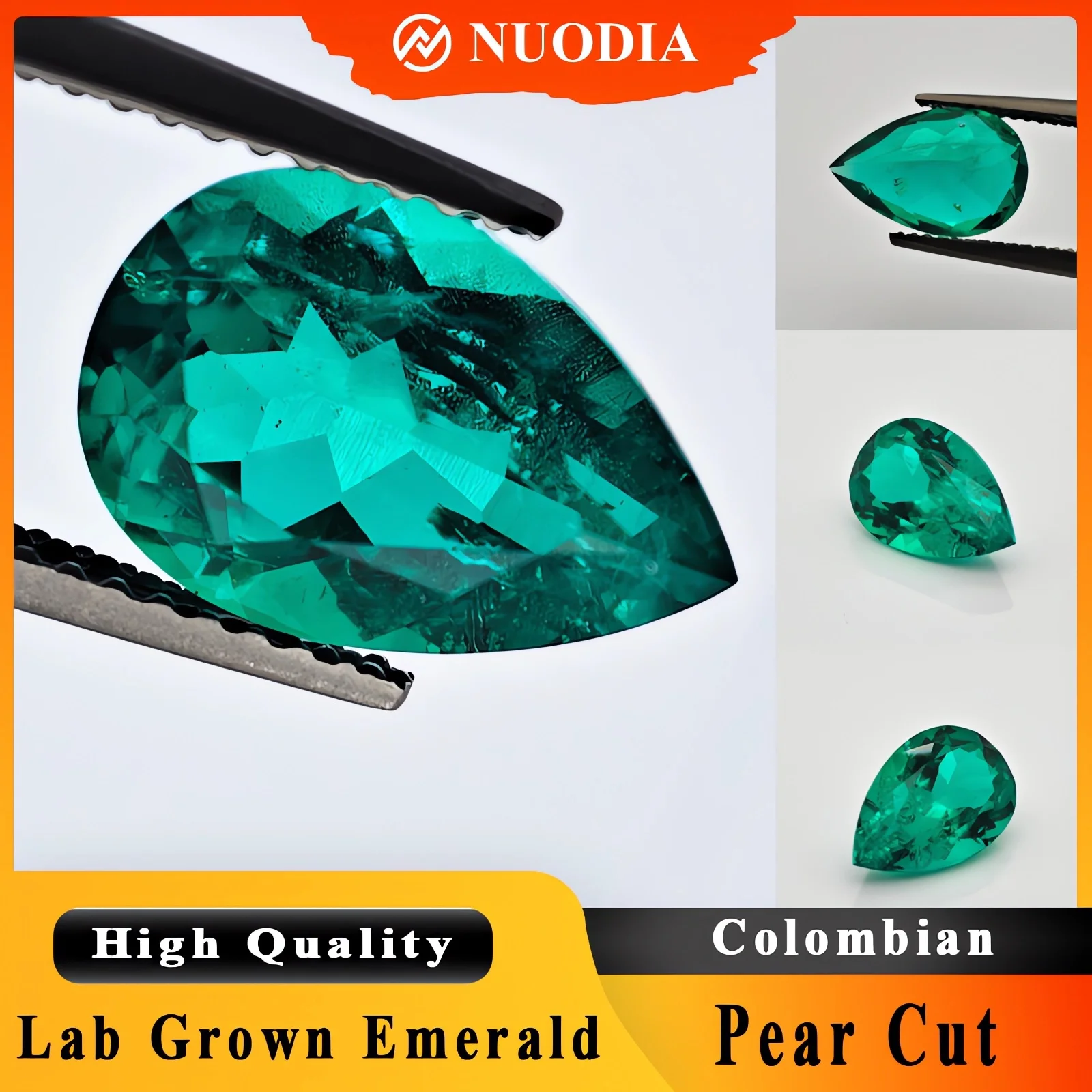 

Top Hydrothermal Lab Grown Emerald Gemstone Pear Synthetic Created Columbia Emerald Stone Diamond With AGL Certificate