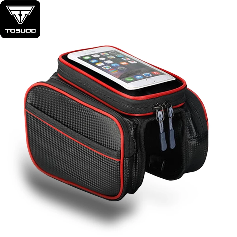 TOSUOD Fahrradtaschen Fahrrad Top Vorderrohr Rahmentasche Touchscreen Handyhalter Hülle Aufbewahrung MTB Rennrad Tasche Fahrradzubehör