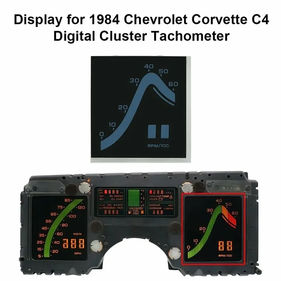 LCD  Display for 1984 Chevrolet Corvette C4 Digital Cluster Tachometer