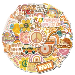 50PCS Groovy Boho Hippie Stickers Retro English Alphabet Account Material Phone Case Laptop Luggage Waterproof Stickers