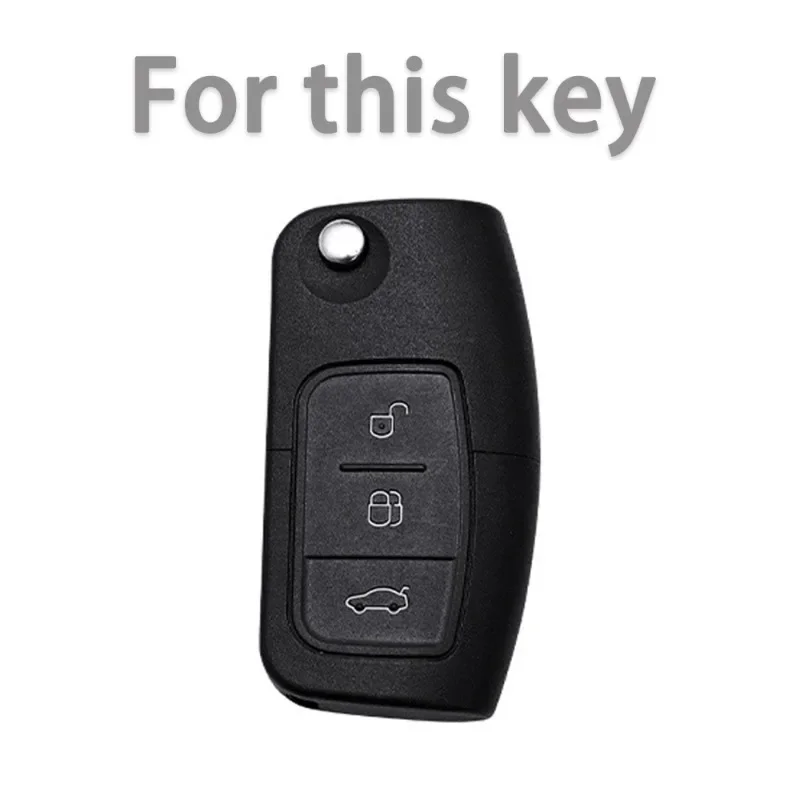 TPU Smart Remote Auto Key Shell Fob  for Ford Focus Fiesta C-Max 3 Buttons Flip Folding Car Key Shell Protector Accessories