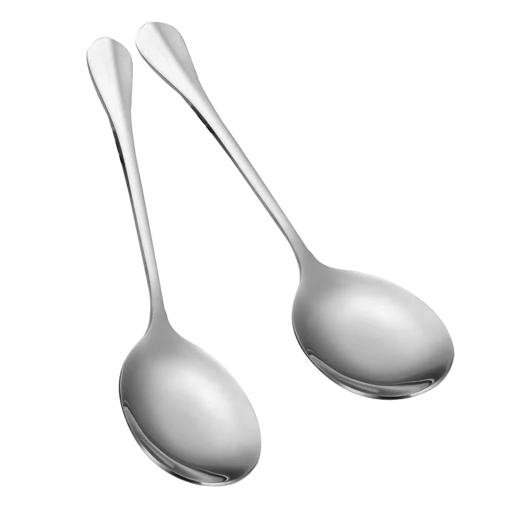 

2Pcs Large Square Head Stainless Steel Rice Spoons Comfortable Handle Cooking Dining Serving Soup Salad Buffet Dishwasher Safe