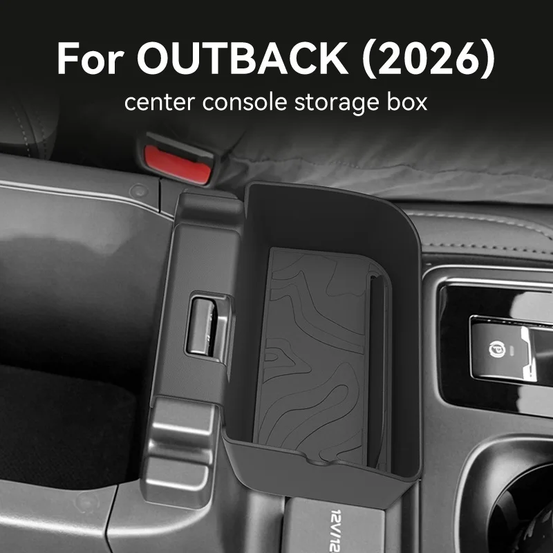 Center Console Organizer Tray for 2026 Subaru Outback Dual-Layer Armrest Storage Box with Non-Slip Mats ABS Insert for All Model