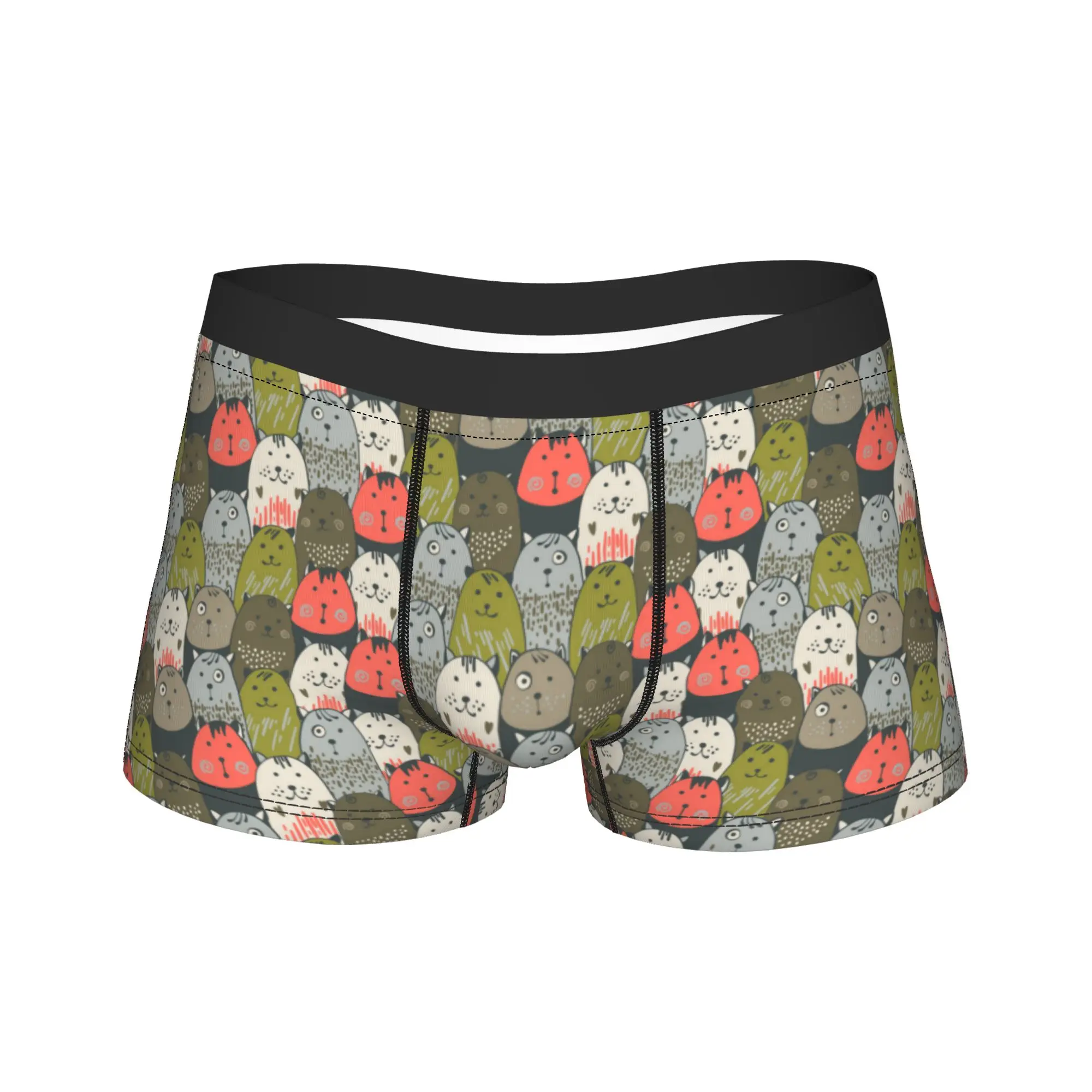 Cute Cats Animal Cartoon Boxer Shorts 3D Pouch Underwear High Quality Boxer Brief Comfortable Men's Underpants Plus Size 2XL