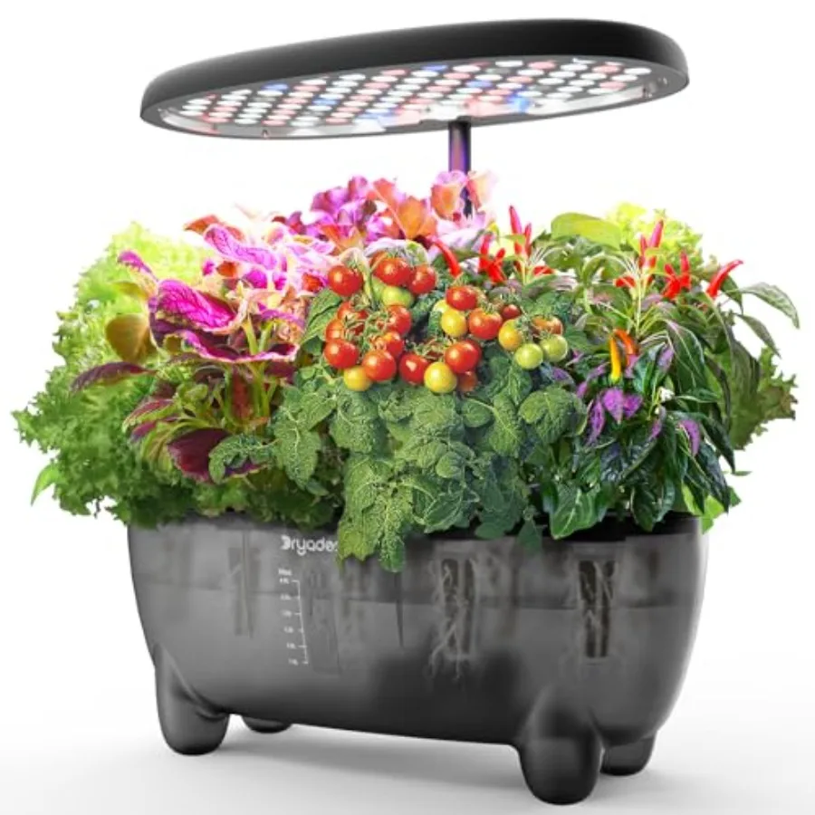 

Комплект для выращивания трав в помещении на 12 капсул с гидропонной системой и LED-подсветкой для трав, овощей и салата, настольный, черный, E