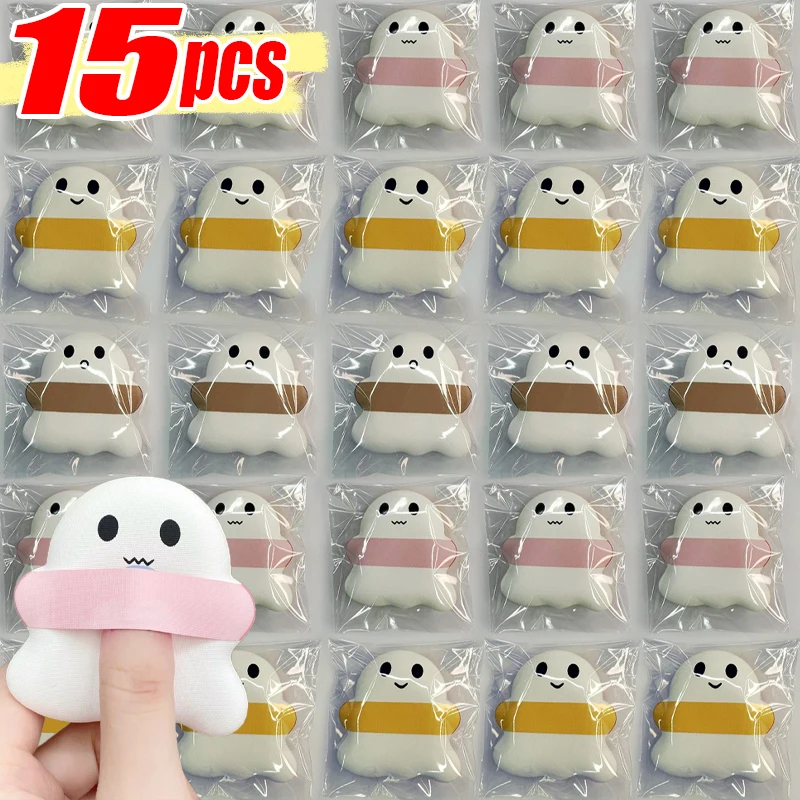 1/15pcs White Ghost Finger Puffs Concealer Foundation Powder Sponge Cosmetics Cushions Face Beauty Tools Wet Dry Use Makeup Puff