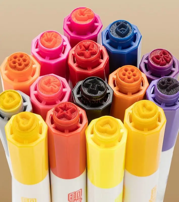 

12pcs/box Washable Seal Watercolor Pen Children's Washable Non toxic Preschool Primary School Students' Special Painting Brush
