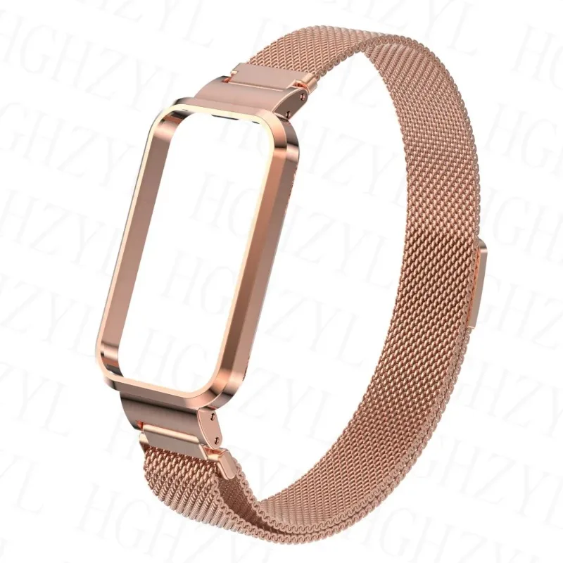 Milan Strap For Xiaomi Smart Band 8 Active With Metal Protector Case Bumper Magnetic Loop Bracelet For Mi Band 8 Active Watch
