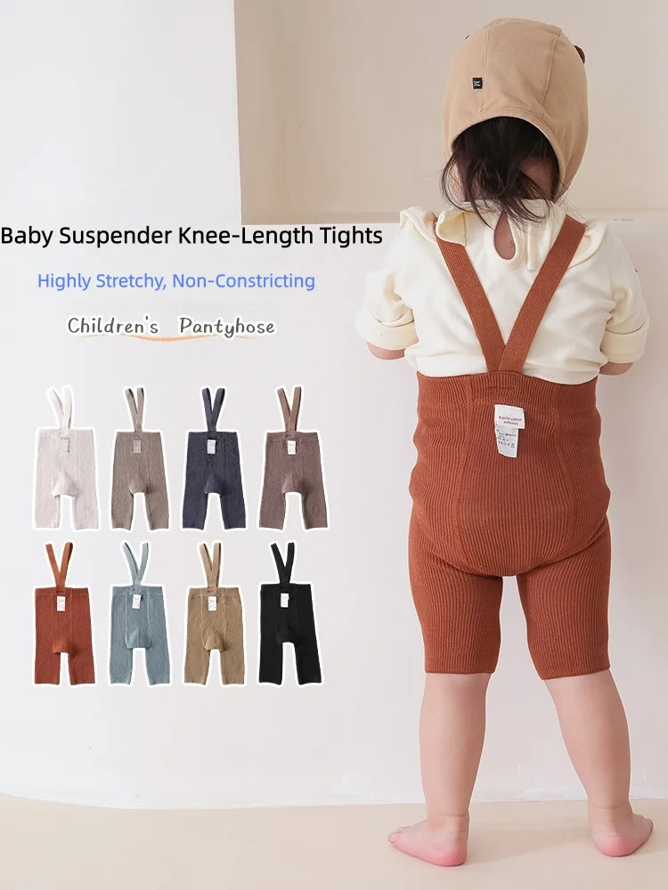 6M-2T Infant Baby Knee-Length Tights Solid Color Suspender Leggings for Toddler Boys Girls Highly Stretchy Stocking