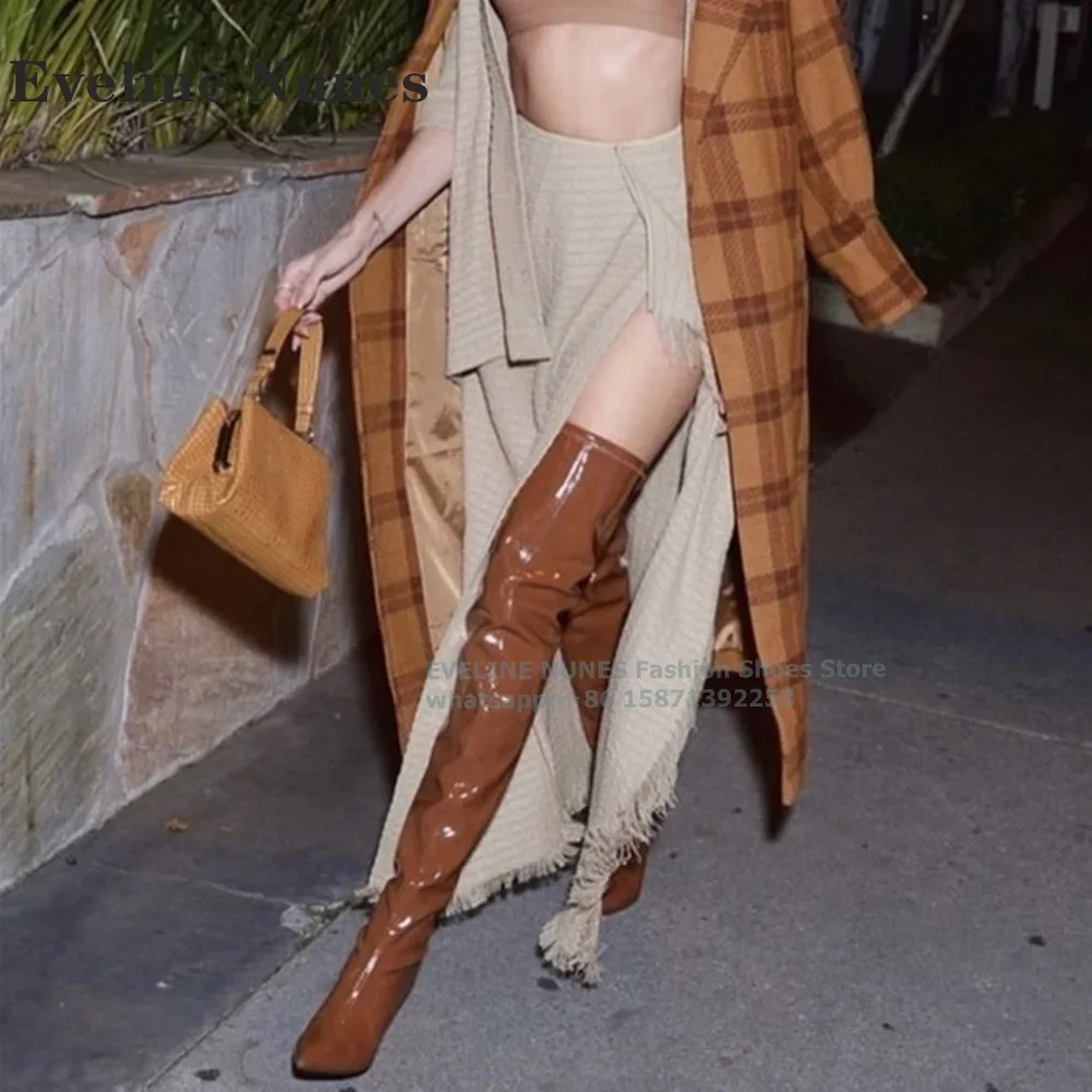 

Pointed Toe Thin Heels Solid Sexy Stretch Boots 2025 Caramel Side Zipper Over The Knee Boot Autumn New Arrivals Plus Size Trend