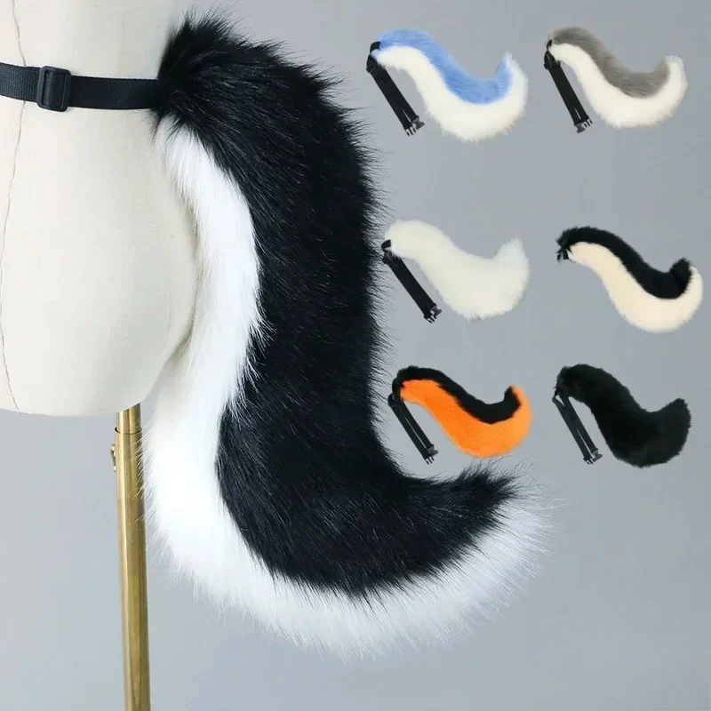 1PC Furry หมาป่าหางสาว Plush Faux FUR หมาป่าหาง Lolita คอสเพลย์สัตว์หางฮาโลวีน Performance PARTY COSPLAY อุปกรณ์เสริม