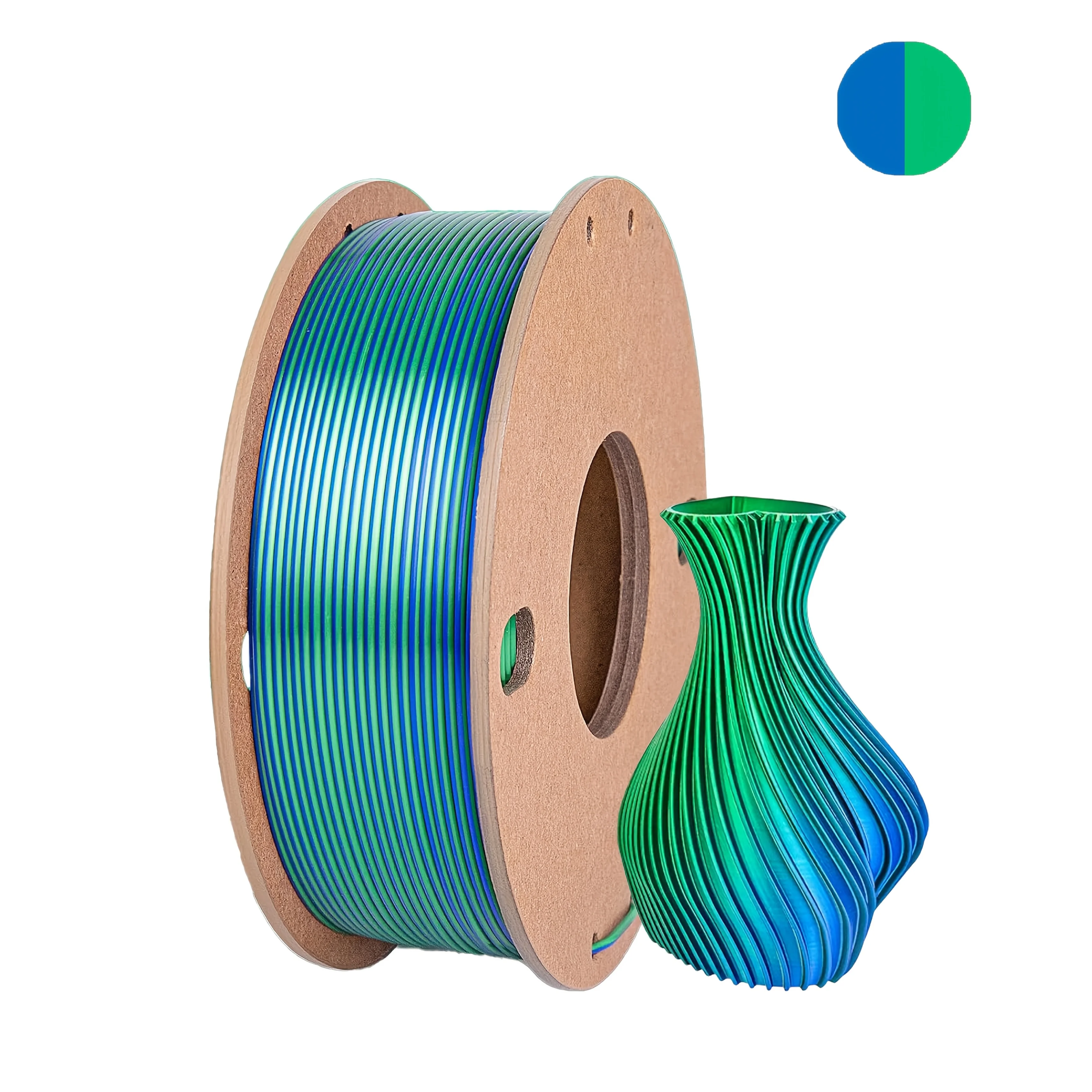 Driekleurig PLA-zijdefilament 250 g per rol Nettogewicht, geschikt voor FDM 3D-printers, 1,75 mm zijde PLA 3D-printmateriaal.