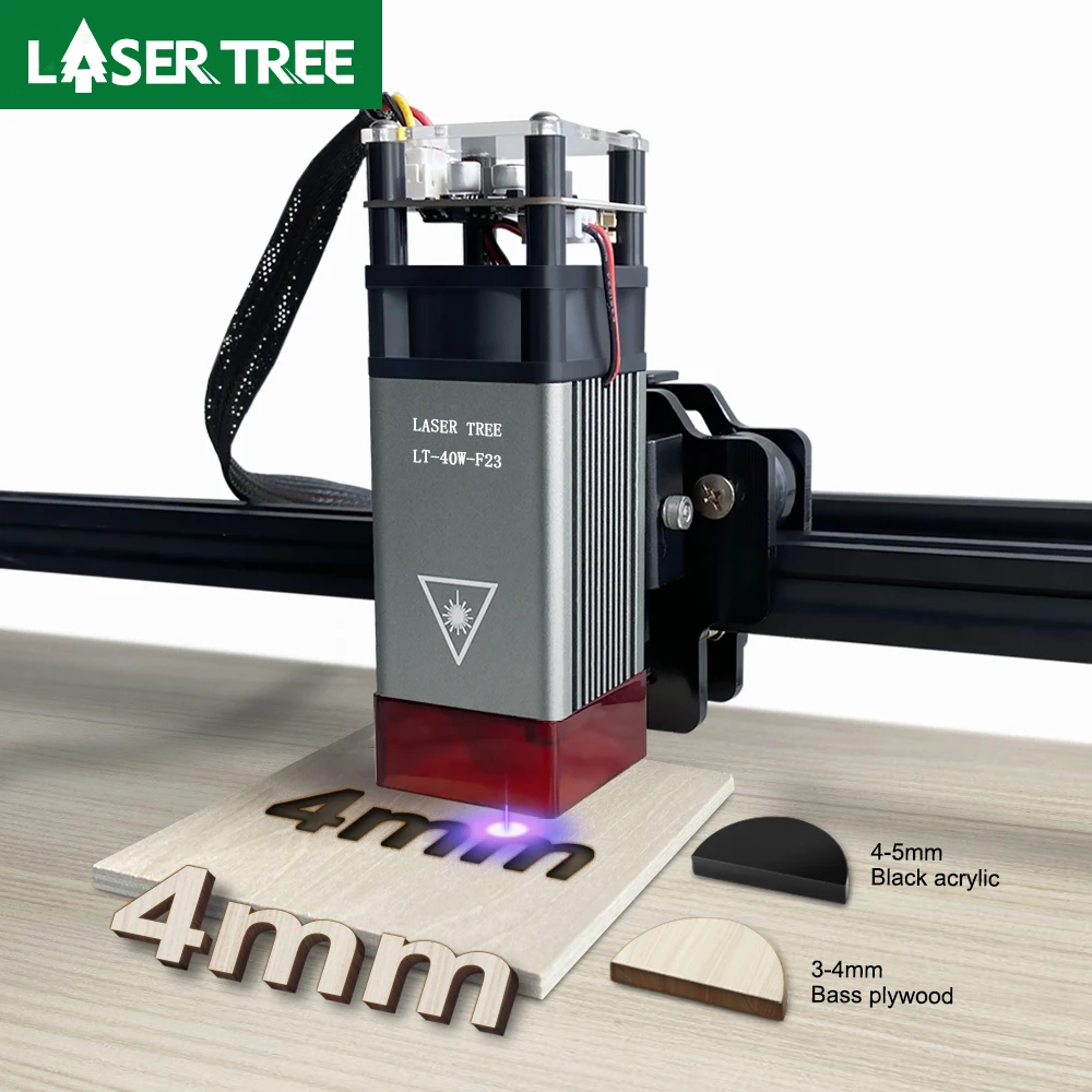 

LASER TREE 40W Fixed Focus Laser Module with Metal Hood for CNC Laser Engraver Cuting Engraving Wood 450nm Blue TTL Module Tools