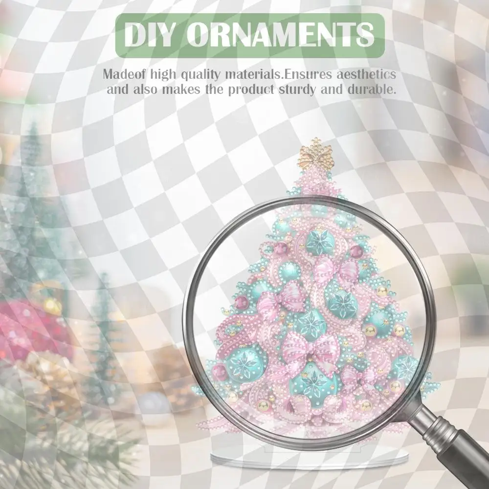 

2D Flat Christmas Tree Print DIY Diamond Painting Tabletop Ornaments Decorations (C)
