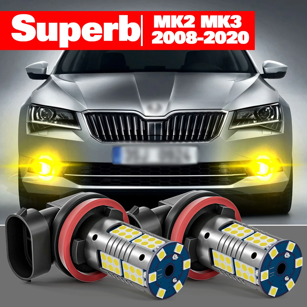 

For Skoda Superb MK2 MK3 2 3 2008-2021 Accessories 2pcs LED Fog Light 2010 2011 2012 2013 2014 2015 2016 2017 2018 2019 2020