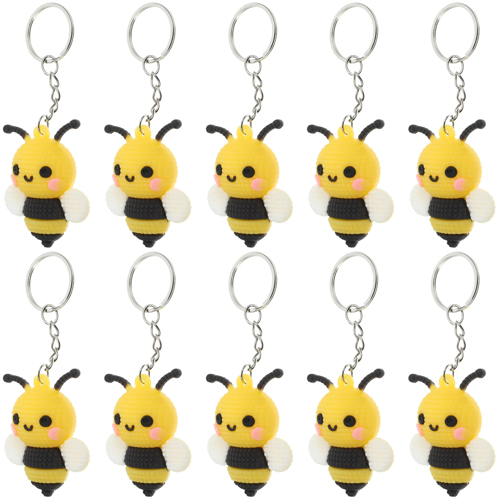 10 Pcs Bee Stuff Keychain Letter Bees Lovely Keychains Wallet Themed Party Favors Yellow Cartoon Ring Pendant Toys