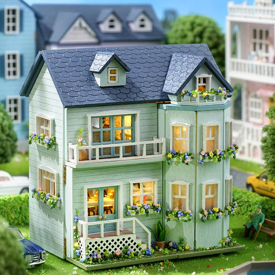Model building kit assembly house DIY handmade doll house micro 3D puzzle home creative room bedroom decoration with furniture