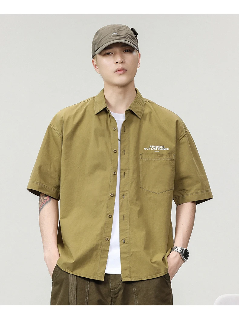 Men's Short Sleeve Shirt Summer Thin Casual High-End Feeling 2024 New Trendy Brand Multi-Pocket Workwear Half Sleeve Jacket