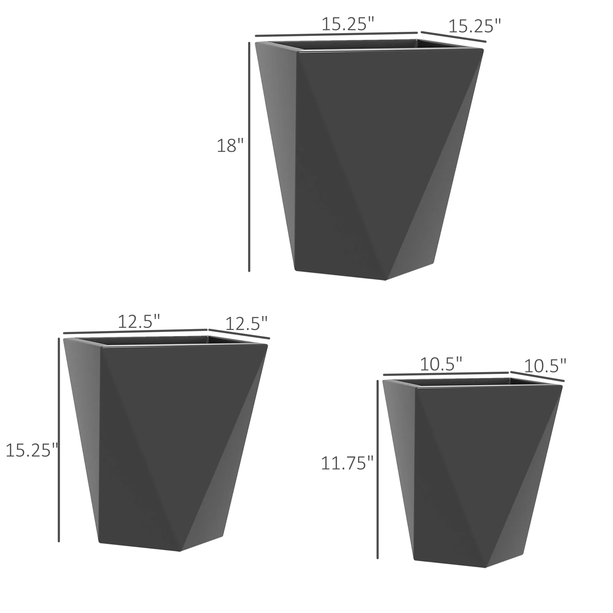 Outsunny Set of 3 Tall Planters, 18