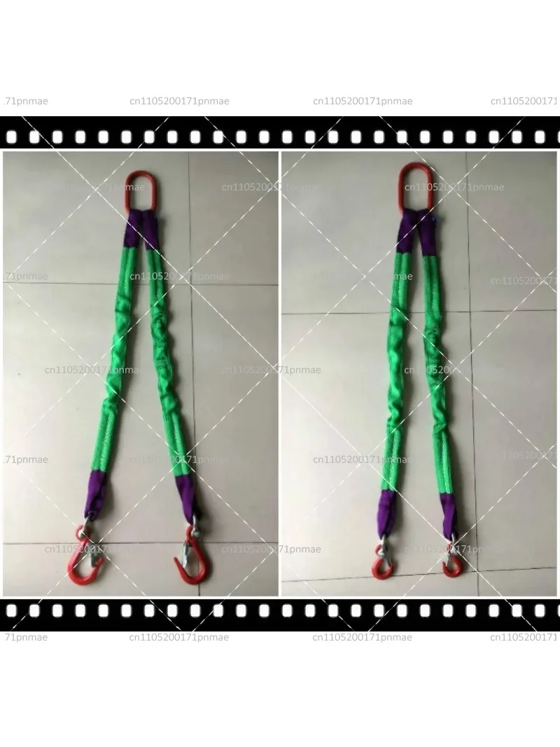 Industrial Lifting Sling Hoist Belt with Hooks, 2/4 Leg Fork Cable Combination for Heavy Duty Hoisting