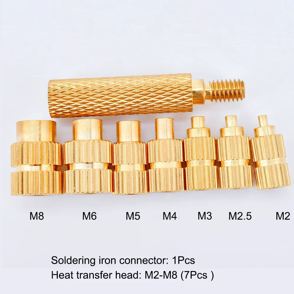 Messing-Einsatzmutter mit Gewinde, 3D-Druckwerkzeug, M2, M3, M4, M5, Heat-Set, Einfügung, Lötkolben-Set, Hot-Melt-Rändelmutter für Kunststoff-PC