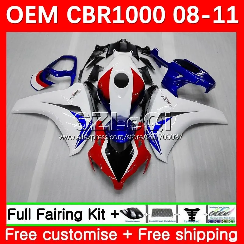 Injection For HONDA CBR 1000 CBR1000 RR CC 1000RR CBR1000RR 08 09 10 11 Blue white 51No.3 1000CC 2008 2009 2010 2011 Fairing