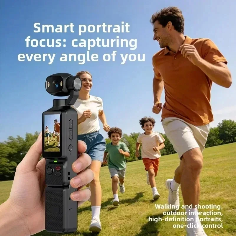 Portable Pocket Action Camera 3‑Axis Gimbal Stabilizer 4K HD Vlog Video Recorder Built‑in Fill Light for Travel Outdoor Vlogging