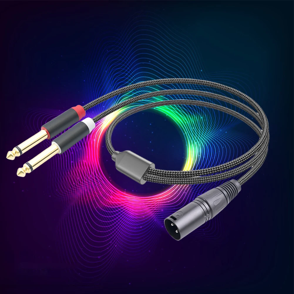 1/2/3Meter Double Quarter Inch To XLR Y Splitter Cable Gold Plated Connector Microphone Audio Converter Adapter for Mixer