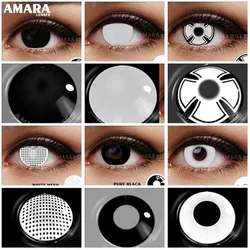 AMARA Cosplay Color Contact Lenses for Eyes Anime Eye Lens 1Pair White Black Lenses Contact Lenses Cosmetic Color Lens Eyes