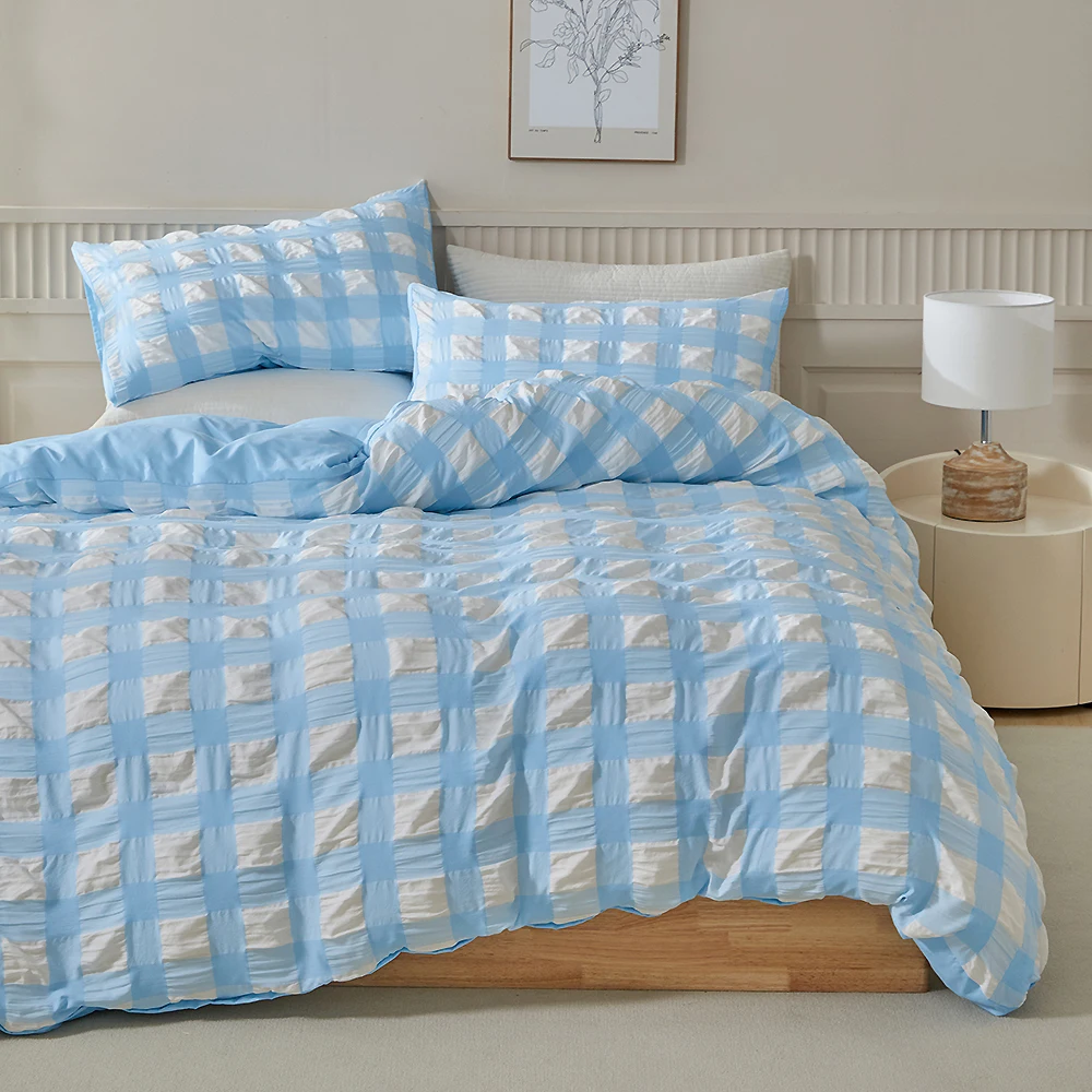 Duvet Cover Bedding Set Twin Full Queen King Size 135x200 Nordic Quilt Cover 240x220 Double Single Grid Puff Bed Linen 200x200