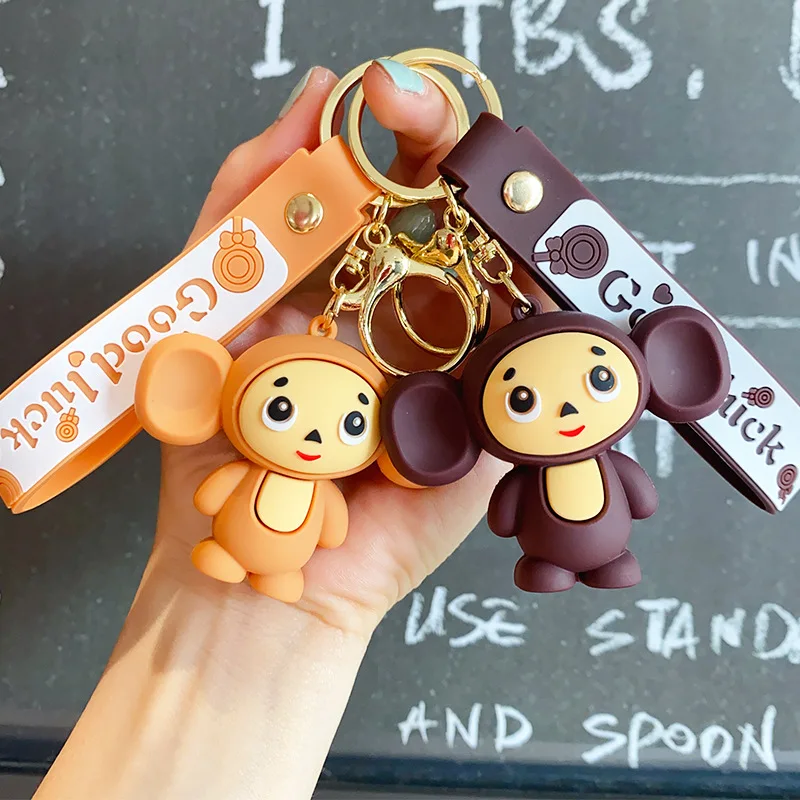 Cartoon Cheburashka Key Chain Russia Movie Cosplay Big Eared Monkey Backpack Pendant Accessories Children Gifts