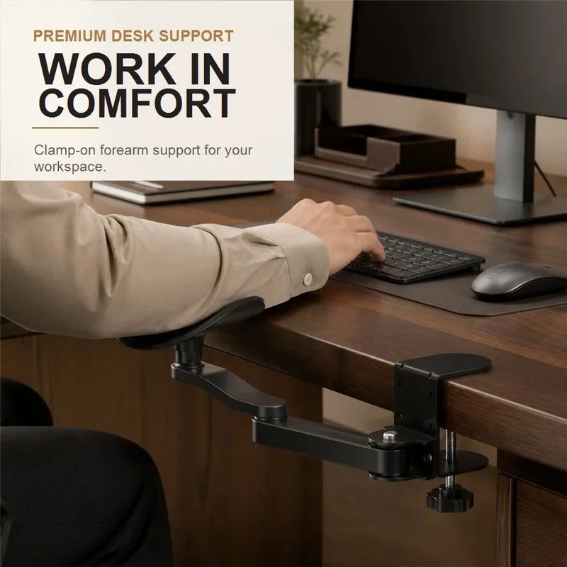 Ergonomic Desktop Arm Rest Bracket Elbow Support Pad Wrist Guard Extension Board for Laptop Computer Desk Home Office Workstatio