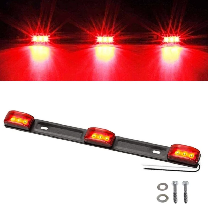 1PC Red 9 LED ID Bar Marker Tail Black Stainless Steel Bracket For Truck Trailer Boat Identification Light