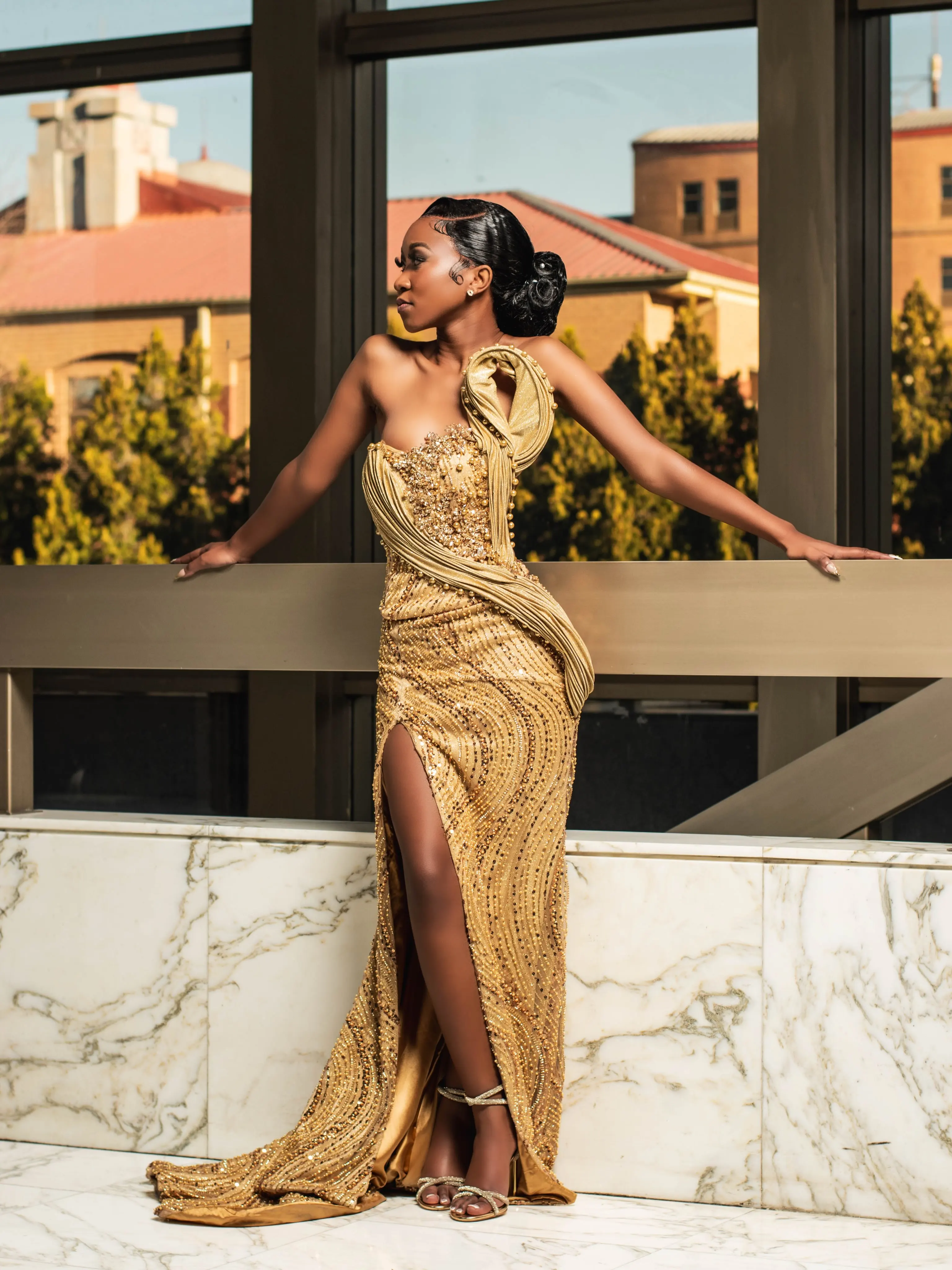 Aso Ebi Sequins Diamond Prom Dresses Customized Black Girl Mermaid Evening Party Gown African Side Slit Long Robe De Soiree