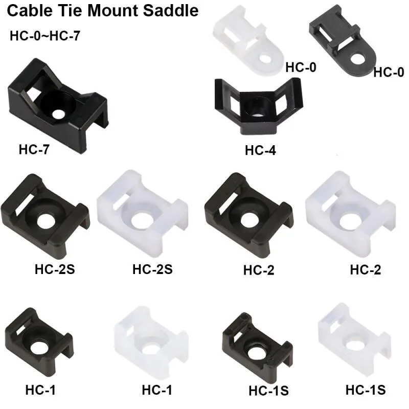 100Pcs Cable Tie Saddle Type Mount Base Wire Holder Fixing Seat USB Charging Data Line Winder Nylon Cable Wire Organizer