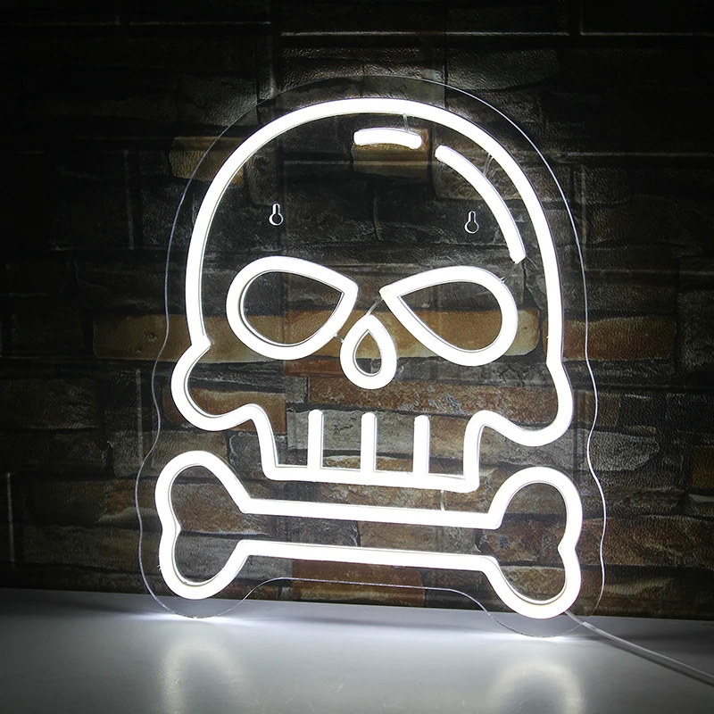 Skeleton LED Neon Sign Lights Skull Design Logo Wall Lamp For Party Bar Club Gamer Room Decor USB Powered Hanging Night Light