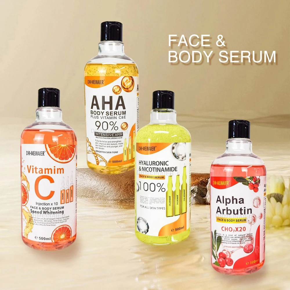 AHA Face Serum Body Serum Hyaluronic Acid, Nicotinamide Vitamin C Spots Eraser Corrector Moisturizing Lightening 500ml