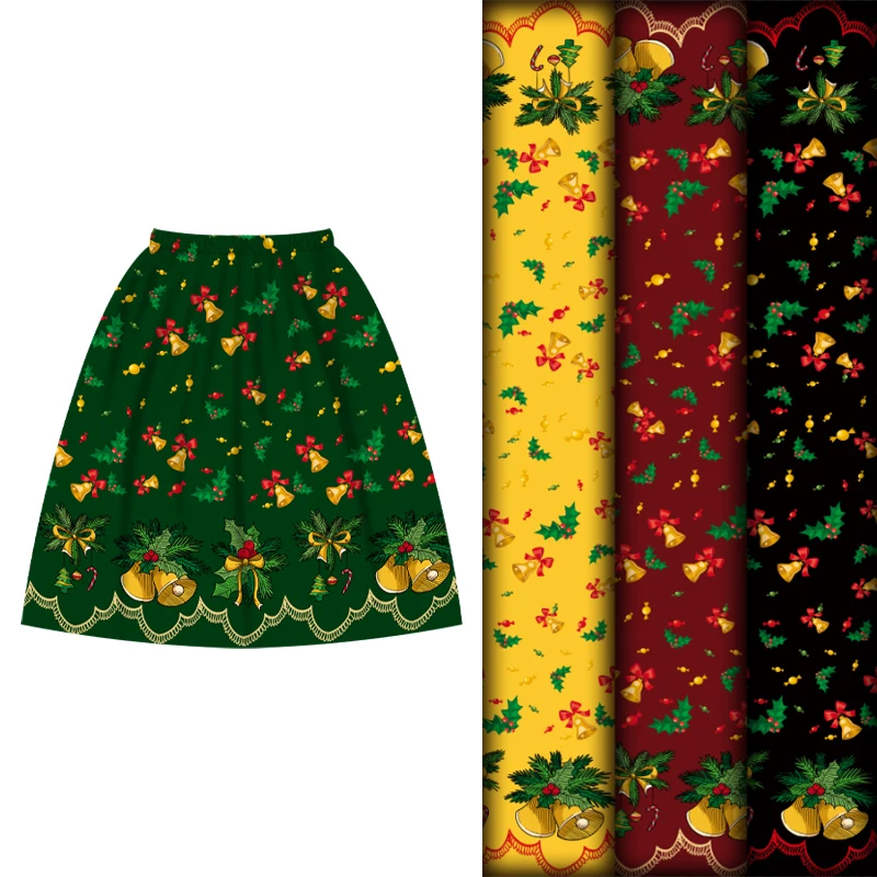 

Xmas Themed Polyester Textile - Printed Holiday Elements for Tablecloth Curtain Bags Craft Making