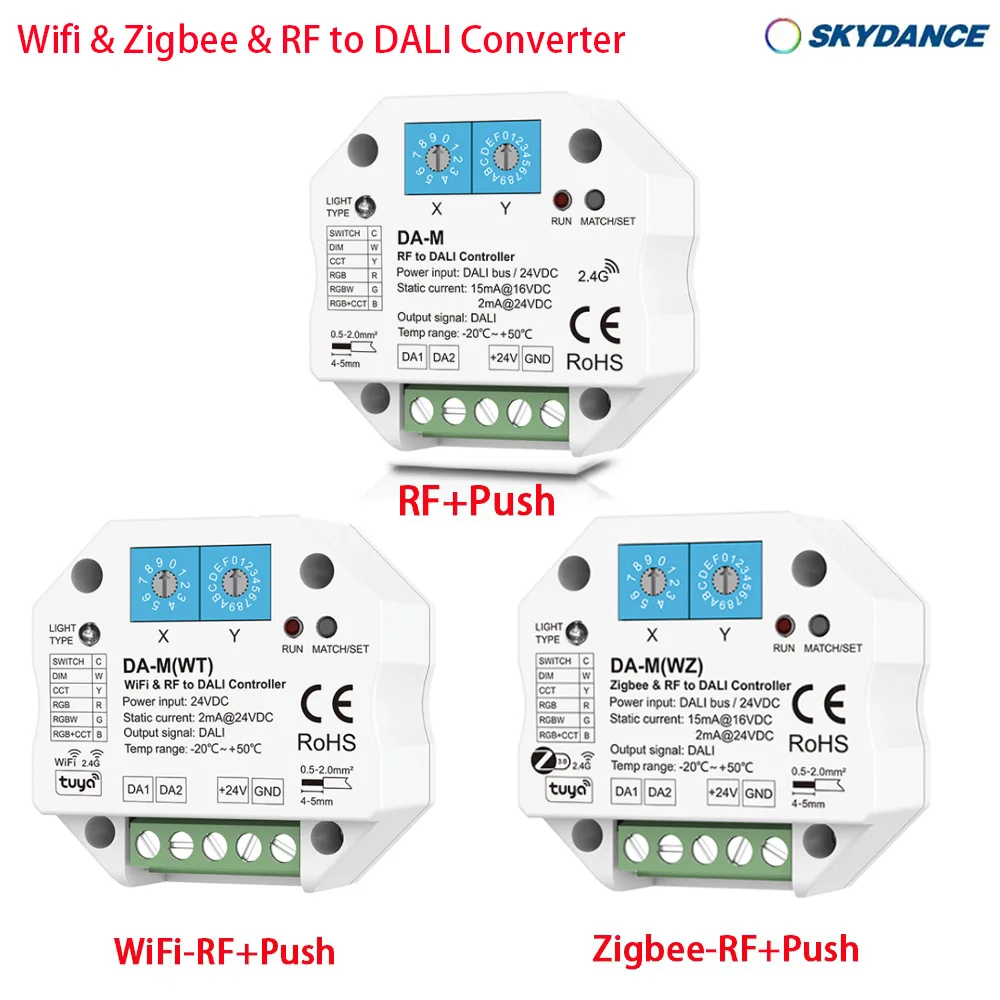 

DC24V ZIGBEE Tuya APP Cloud Control DALI Converter Smart Switch Dimmer RGB RGBW RGBCCT Led Strip Light Voice Control for Alexa